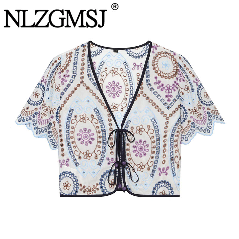 Men Accessories For Neck - Nlzgmsj 2026 Summer Women Embroidered Blouse
