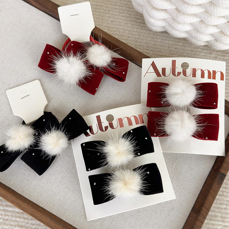 Tie Clip Set - Winter Velvet Head Rope Hairpin Set