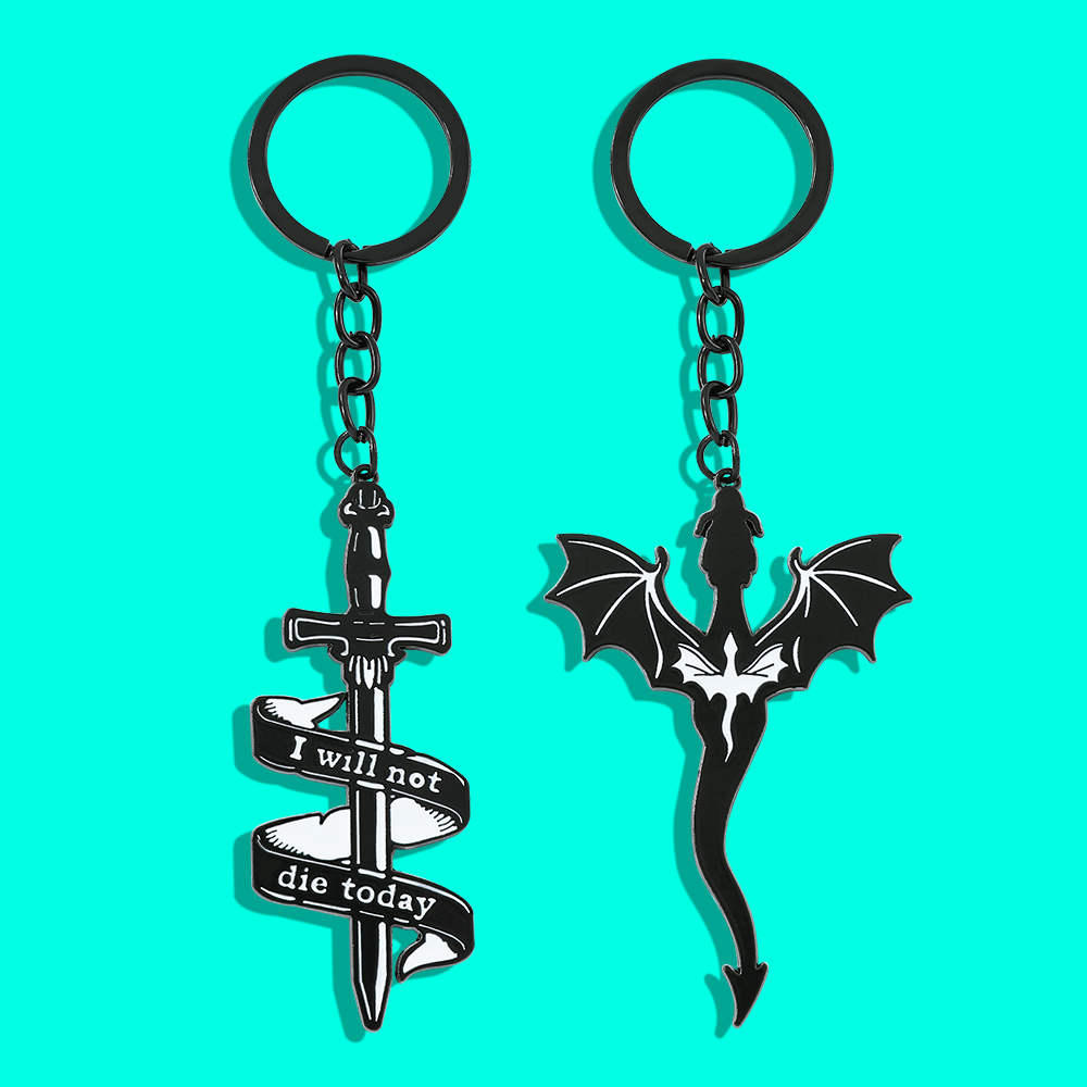 Men Accessories Jewelry - Fourth Wing Black Dragon Keychain Pendant