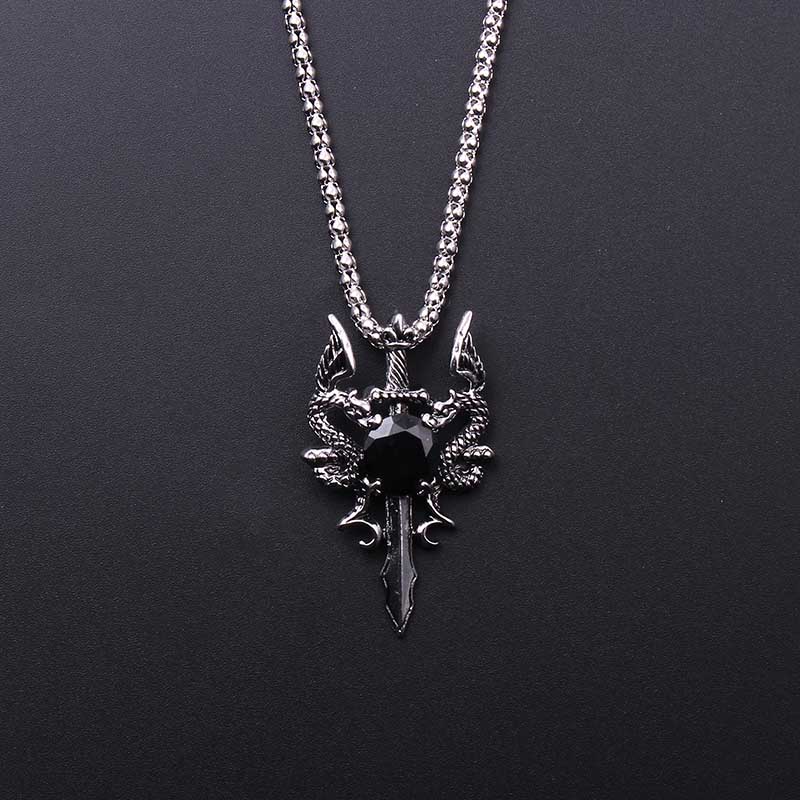 Double Dragon Black Gem Cross  - đánh giá và giá Men Accessories Jewelry